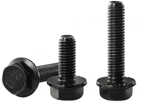 YIIFLY M12x45 Bundschrauben M12-1,75 10.9 Kohlenstoffstahl DIN 6921,- Sechskant mit Flansch ,Schwarzverzinkt, Vollgewinde,5 Stück
