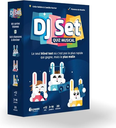 DJ SET – Gesellschaftsspiel für Familie und Freunde – Entdecken Sie den Blind Test – 80 originelle Themen, 560 Teile – 3 bis 16 Spieler – ab 12 Jahren – gesellschaftliches Musikspiel – originelle
