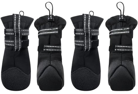 Hundeschuhe und Pfotenschutz, 4 Stück, rutschfest, auslaufsicher, rutschfest, für Wandern, Spazierengehen, Outdoor, Sommer, Regen, Winter, Schnee