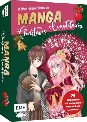 Adventskalender-Kartenset: Manga Christmas Countdown: Mit 24 Türchen – 24 Motive malen | Einfache Schritt-für-Schritt-Anleitungen und Profi-Wissen für deine Weihnachtszeit | Grundlagenteil im Booklet