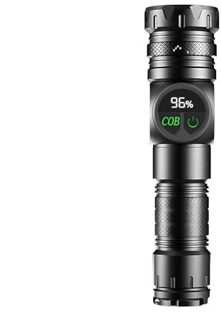 Torches LED Super Bright 500000 Lumens with LCD Display & Magnetic Base, Zoomable Powerful Rechargeable Torch with COB Work Light, 1200mAh Built-in Battery for Camping & Emergencies[A+++ Energy Class]