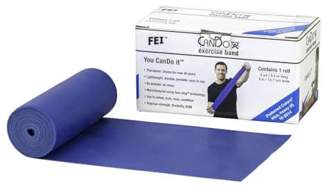 Cando 1210689 Low Powder Exercise Band Roll, 6 yd Length, Blue-Heavy