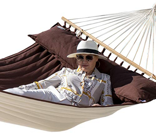 Lola Hängematten American Hammock Lifestyle, braun-beige, gefüttert, mit Kissen, wetterfest