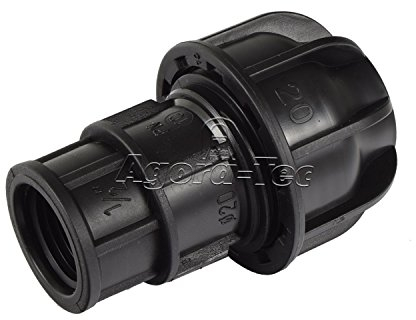 1 Stück PP Fittings Kupplung 1/2 Zoll Innengewinde auf 20 mm für 20mm PE-Rohr für Wasserrohr in Garten oder Haus (Kupplung 1/2 Zoll IG, 1, Stück)