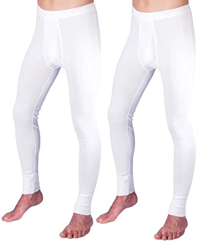 HERMKO 3540 Confezione da 2 Mutande Lunghe Uomo Long Johns (Altri Colori), Farbe:Bianco, Größe Herren:5 (L)
