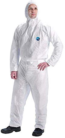 DuPont Tyvek 400 Dual Chemikalienschutzkleidung, KategorieII, Typ 5 und 6 Vorderseite aus Tyvek Einsatz aus SMS auf der Rückseite Weiß Größe XXL