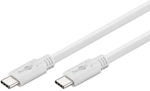 Goobay 67193 USB C Kabel 0,5m 3.2 Gen. 1 / 60W Handykabel / USB C auf USB C Ladekabel 5 Gbits SuperSpeed / USB Type C Handy Samsung Xiaomi Sony / Weiß / 0,5 Meter