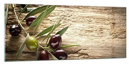Panorama Bilder auf Glas 100x40cm Glasbild Oliv italien aroma diät Groß Wanddeko Bild im Glas Schlafzimmer Küche Wandbilder Dekoration Wohnzimmer Modern Wall Decor Wand Kunstdruck Art GAB100x40-2420