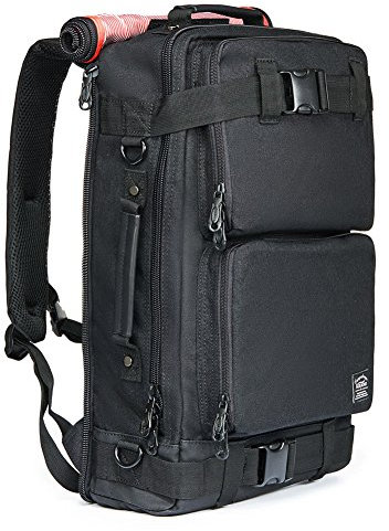 KAUKKO Damen Herren Schulrucksack Beiläufig Stylisch Backpack für Outdoor Reisen Wandern Camping Bergsteigen (Schwarz)