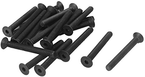 sourcing map 20 Stück M4 x 35mm Senkkopfschraubenr Flachkopfschrauben Senkkopfschrauben mit Innensechskant Senkschrauben Schwarz