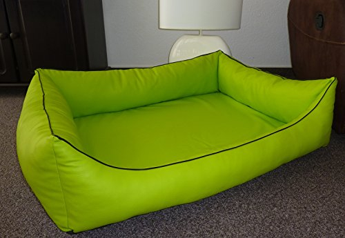 Hundebettenmanufaktur Orthopaedisches Hundesofa Hundebett Kunstleder Ortopedico 115 cm X 95 cm mit Viscoschaum Matratze (Limone)