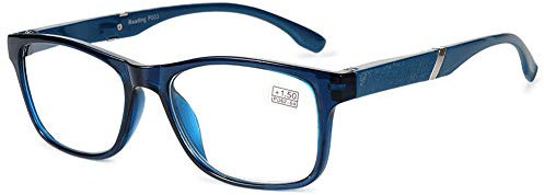 VEVESMUNDO Lesebrille Damen Herren Halbrahmen Federscharnier Vintage Halbbrille Lesehilfe Sehhilfen Brillen mit Stärke (Blau, +3.0)