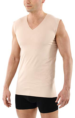 ALBERT KREUZ Herren Unterhemd unsichtbar Lasercut nahtlos Clean Cut V-Ausschnitt ohne Arm Hautfarbe