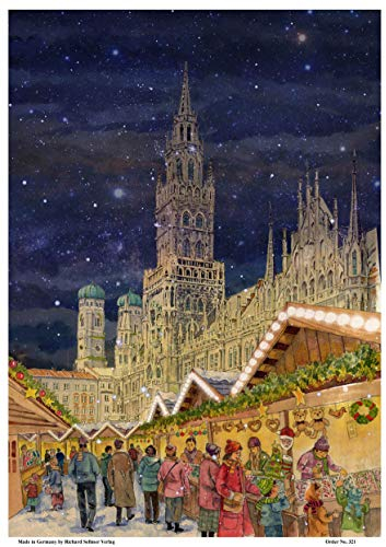Richard Sellmer Verlag Adventskalender/Weihnachtskalender aus Papier mit Bildern und Glitzer München Rathaus