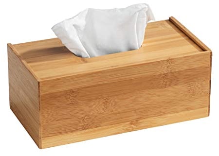 WENKO Bambus Kosmetiktuch-Box Terra, Papiertücher-Box für handelsübliche, rechteckige Kosmetiktuchboxen, leichte Entnahme der Tücher aus der dekorativen Spender-Box, 25 x 13 x 10 cm, Natur