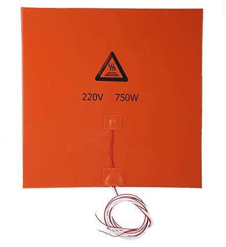 Cama calefactora de Silicona Pinter 3D con Respaldo Adhesivo, Accesorios de Impresora 3D Almohadilla de Cama Caliente, conversión de Alta eficiencia térmica(220v 750w 300 * 300 mm)