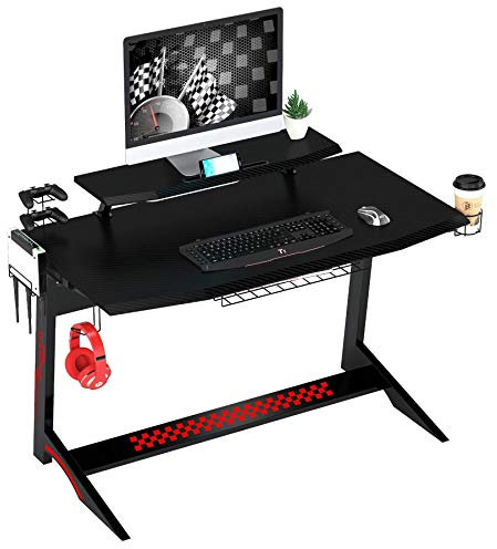 Carbon Fibre Effect Computer and Gaming Desk for Home Office - Piranha Chinook