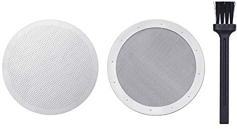 2 Pack Reusable Coffee Filters, Metal Coffee Filter for Coffee Makers, 100% Stainless Steel Washable Coffee Screens with 1 Brush
