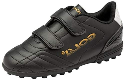 Boys Gola Astro Turf Kids Sports Touch Fastening Lace Up Shoes Football Trainers (Black White Gold, Numeric_10)