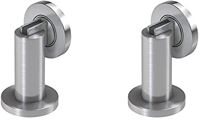 BASI | 2er Set Magnet-Türfeststeller für Bodenmontage und Wandmontage | aus Edelstahl | magnetischer Türhalter in Silber | inkl. Befestigungsmaterial | 2 Stück