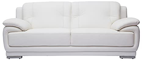 Miliboo Design- Ledersofa weiß DREI Plätze Büffelleder Tamara