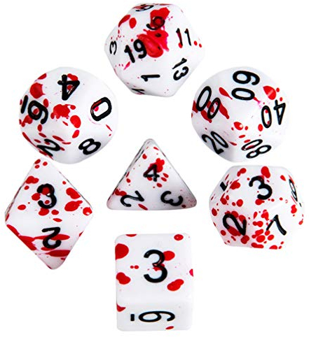 Blood Dices Blood Splatter Dices, D&D Dices Set of 7, Acrylic Polyhedral Dungeons and Dragons Role Playing Game Dices Party Supplies for Halloween Cosplay Party (Red)