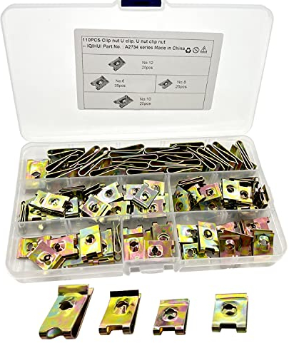 NICAVKIT 110pcs Gewinde Clip Mutter Set, U-Typ Blechmuttern sortiment, Schnappmutter Set Edelstahl Schlauchschellen Blechmutter Set für die Innendekorationsplatte des Fahrzeugfahrzeugs