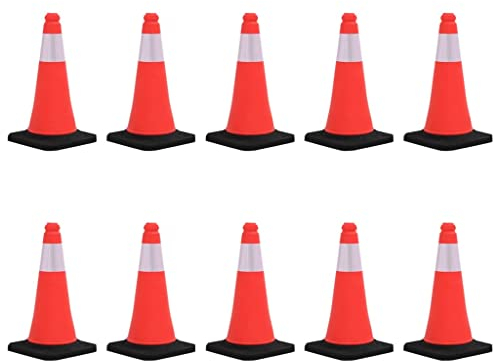 vidaXL 10x Cônes de Signalisation Réfléchissants à Base Lourde Cônes de Marque Cônes d'Avertissement Chantiers de Construction 50 cm