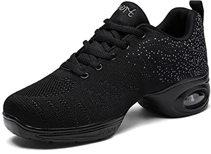 Jazzschuhe Damen Lace Up Tanzsneaker Damen Geteilte Sohle Luftkissen Modern Tanzschuhe Plattform
