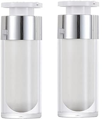 ericotry 2PCS Empty Refillable Acrylic Vacuum Pump Bottles Airless Pump Dispenser Travel Cosmetic Containers for Cream Lotion Essential Oils Foundation (30ml/1oz)