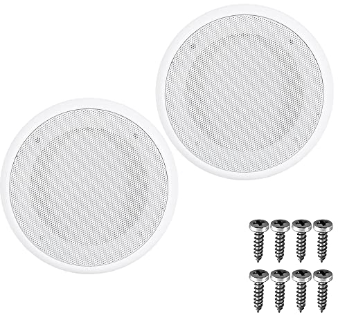 VOANZO 2 griglie per altoparlanti da 6,5 pollici per altoparlanti audio per auto, per soffitti, sistemi audio per auto, 2 pezzi, colore: bianco,Connessione USB
