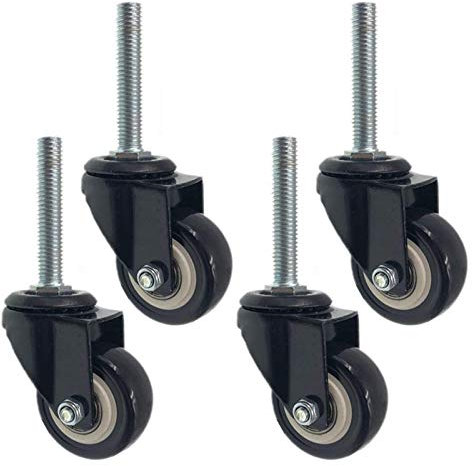 DREANNI 2 Zoll Drehstammer Räder Gewinde Stamm Industrial Polyurethaners, Austausch Für Möbel Und Werkbank, Trolleyrad, Doppellager, Last 150 Kg, 4 -Set (Bremsuniver/Universal/M8