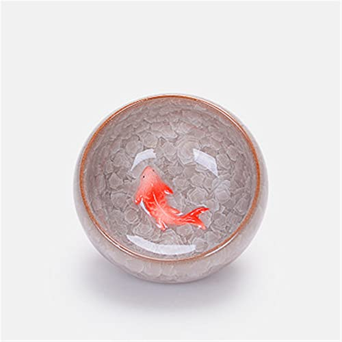 Tasse, China-Teetassen, glasierte 3D-Karpfen-Teetasse mit Eisrissen, bunte Fisch-Keramiktasse, Kung-Fu-Tee-Set, 6-farbige Meistertasse, Kung-Fu-Teetasse (Kapazität: 30 ml, Farbe: 42-KL1) (Farbe: 42 kl