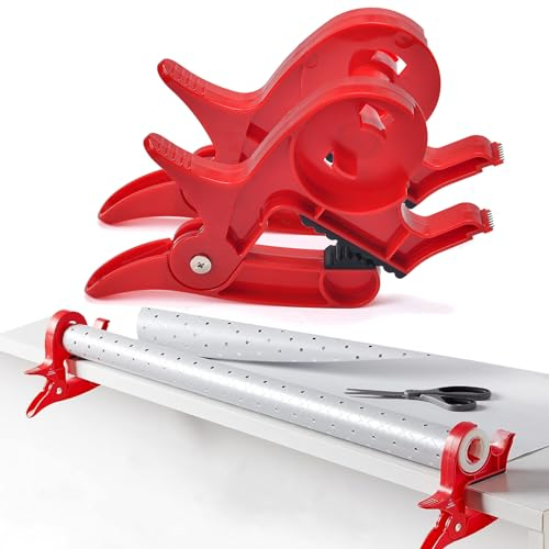 Pinces à papier cadeau D'emballage, Wrapping Paper Gift Wrap Cutter, 2 Pièces Pinces De Table pour Emballage Cadeau De Noël, Outil d'emballage cadeau de table, Porte-papier d'emballage cadeau