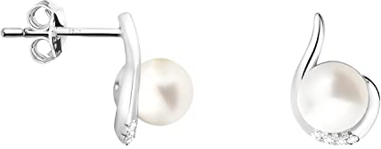 SOFIA MILANI - Pendientes para Mujeres en Plata de Ley 925 - con Circonitas - Pendiente de Botón de Perla - E1961