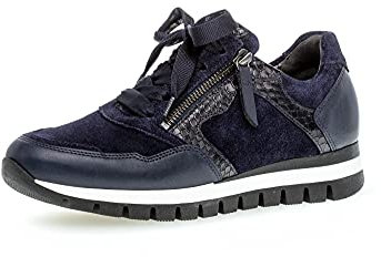 Gabor Damen Low-Top Sneaker, Frauen Halbschuhe,Wechselfußbett,Komfortable Mehrweite (H),Plateausohle,Marine/Nightblue,42 EU / 8 UK