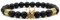 Aotiwe Edelstein Armband Frauen, Bracelet Beads Krone Schwarz Silber Glas 19cm mit Rundschliff Zirkonia