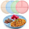 Lanjue 4Pcs Divided Dinner Plates, 9 inch Unbreakable Portion Control Divided Diet Plates Reusable Picnic Dishes for Adult Children Kids
