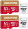[5-Yrs Free Data Recovery] GIGASTONE 128GB Micro SD Card 2 Pack, Camera Pro MAX, Up to 120/80 MB/s, MicroSDXC Memory Card for DJI, Gopro, Insta360, Dashcam, 4K Video UHS-I A2 V30 U3 C10 with Adapter