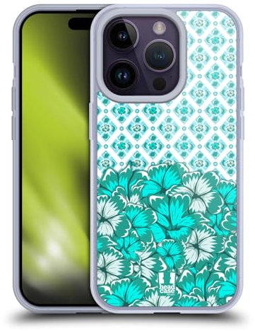 Head Case Designs Azul Turquesa Azul Floral Caso de Gel Suave Compatible con Apple iPhone 14 Pro