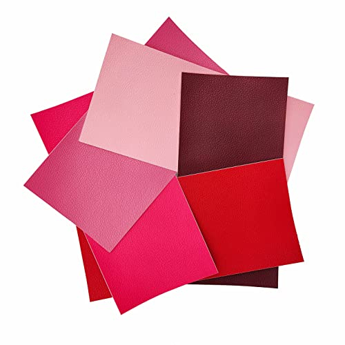 Surriba 5pcs Rot Lederpatches Selbstklebend, Kunstleder Flicken Reparaturset für Leder Ledersitz Sofa Stühle 10 * 20cm