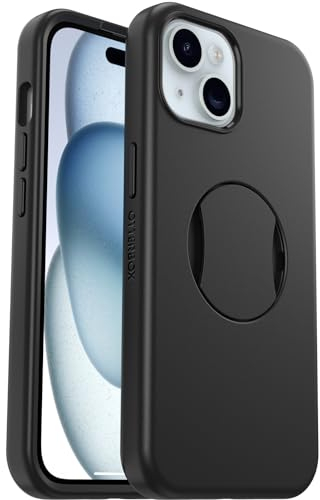 OtterBox OtterGrip Symmetry Case for iPhone 16e, 15, 14, 13 for MagSafe, Drop Proof, Protective Case with Built-In Grip, 3x Tested to Military Standard, Black