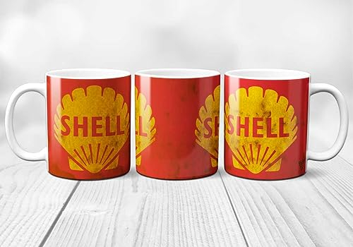 SUPER FABRICA Taza con el logotipo de Shell, Vintage, original y resistente