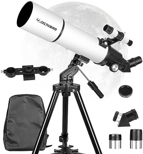 High Power HD Teleskop，80mm Öffnung 600mm，Astronomisches Brechungsteleskop für Erwachsene und Anfänger-FMC Objektiv-AZ Mount mit Stativ-Adapter und Tragetasche.