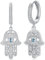Fatima Hand Ohrringe 925 Silber mit hellblauen Auge Damen Ohrringe Hamsa Hand der Fatima Schmuck Geschenke für Frauen