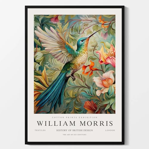 IPUDIS William Morris Poster Blumenkolibri Leinwand Gemälde William Morris Wandkunst William Morris Drucke für Wohnkultur Bilder 50X70cm Kein Rahmen