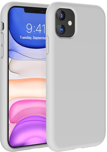 Miracase Kompatibel mit iPhone 11 Hülle (6,1 Zoll), [verbesserter Kamerasschutz], stoßfeste Flüssigsilikonhülle(Moonlight White)