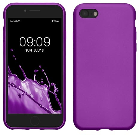 kwmobile Housse Compatible avec Apple iPhone SE (2022) / iPhone SE (2020) / iPhone 8 / iPhone 7 Coque - Housse de téléphone Protection Souple en TPU - Violet métallique