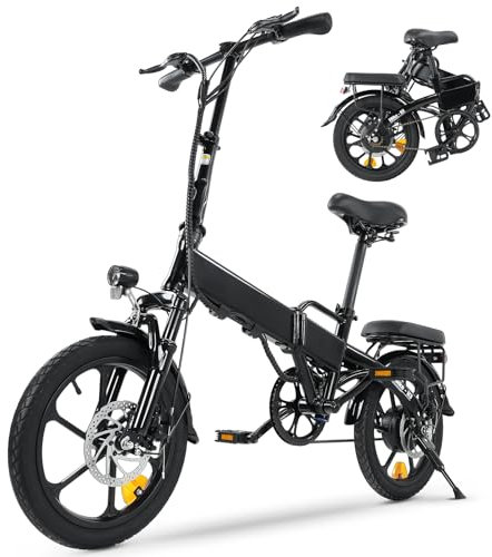 Finbike 250w Bici Elettrica Pieghevole, Bicicletta Elettrica A Pedalata Assistita, 7.8ah Batteria, Autonomia Di 35-55km, Facile Da Montare, 4 Ammortizzatori, 3 Modalità Di Guida, Carga 120kg