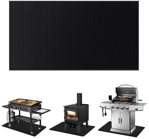 Alfombra Ignifuga 100 x 180cm, Estera Ignífuga, Alfombra Ignifuga Chimenea Plegable Protección del Suelo, Alfombrilla Barbacoa para Cocina, Chimenea, Camping, Parrilla, Negro